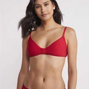 VINEYARD VINES NWT Seersucker Knot-Front Red Bikini Top Womens Large Preppy Swim